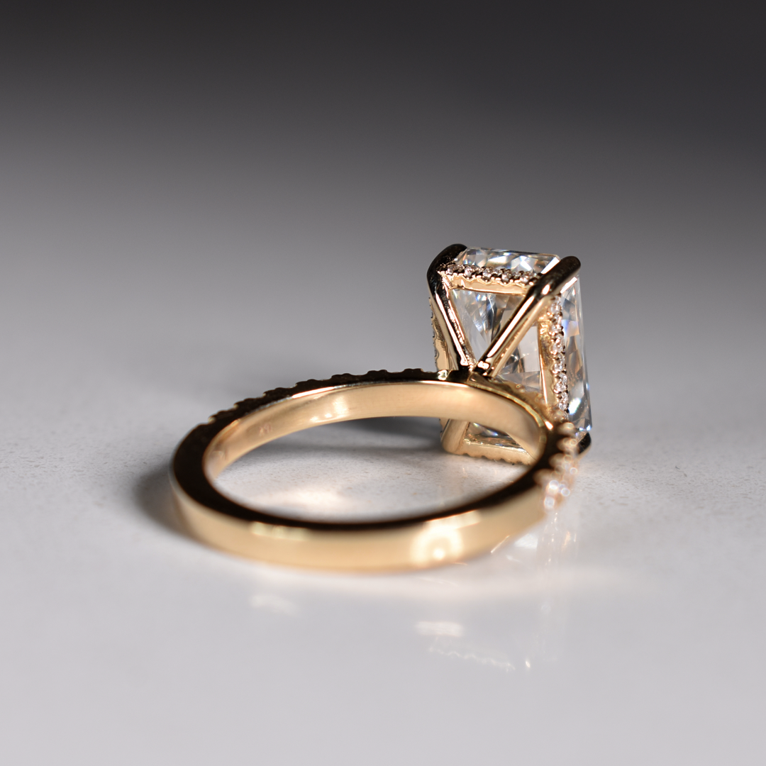 3 Carat Radiant Lab Diamond Engagement Ring | Pave | Solid 14K/18K Gold | E/F VVS2 | Radiant Brilliant | Excellent Cut | IGI Certified