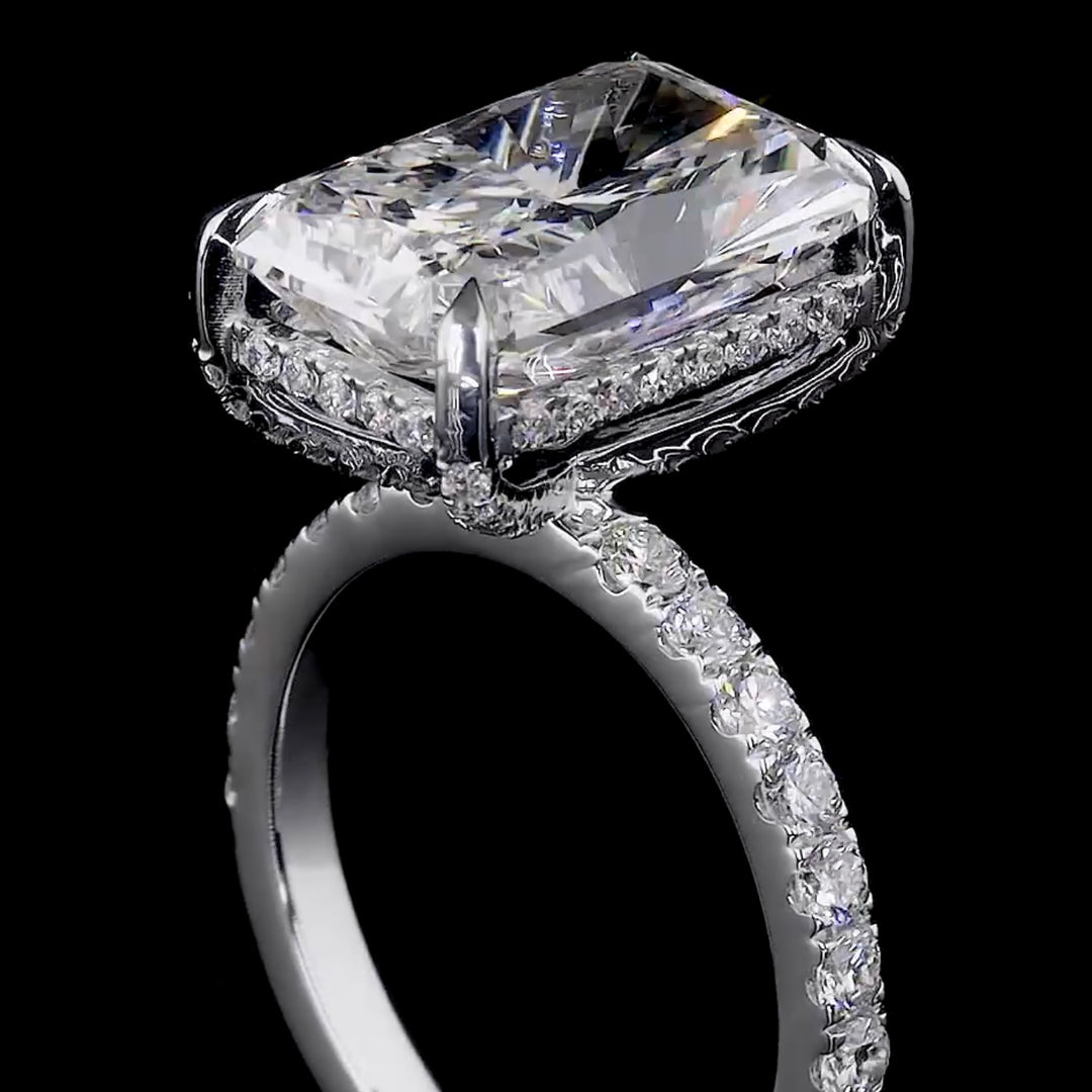5 Carat Radiant Lab Diamond Engagement Ring | Pave Setting | Solid 14K/18K Gold | E/F VVS2 | Radiant | Excellent Cut | IGI Certified