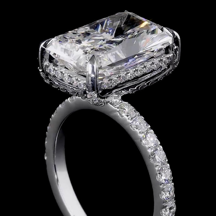 5 Carat Radiant Lab Diamond Engagement Ring | Pave Setting | Solid 14K/18K Gold | E/F VVS2 | Radiant | Excellent Cut | IGI Certified