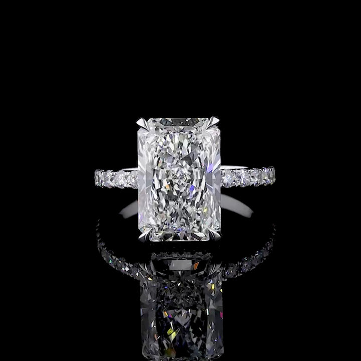 5 Carat Radiant Lab Diamond Engagement Ring | Pave Setting | Solid 14K/18K Gold | E/F VVS2 | Radiant | Excellent Cut | IGI Certified