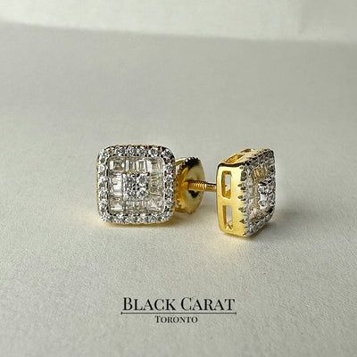 Men's Naar 925 Real Silver Earrings w/ 18k Gold Plating - Black Carat