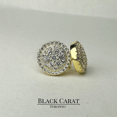 Men's Crescent 925 Real Silver Earrings w/ 18K Gold Plating - Black Carat